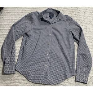 Chaps Classics Button Up Shirt Gingham Womens Sz Small No Iron Cotton Plaid Blue